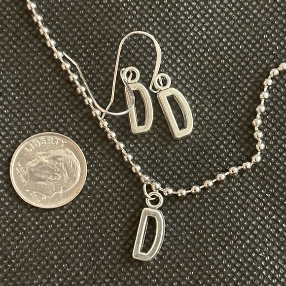 Necklace and Earrings Initial Set (“D”) - Picture 3 of 3